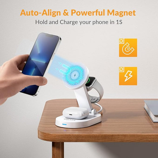 Magnetic 3-in-1 Wireless Charging Station for Apple Devices