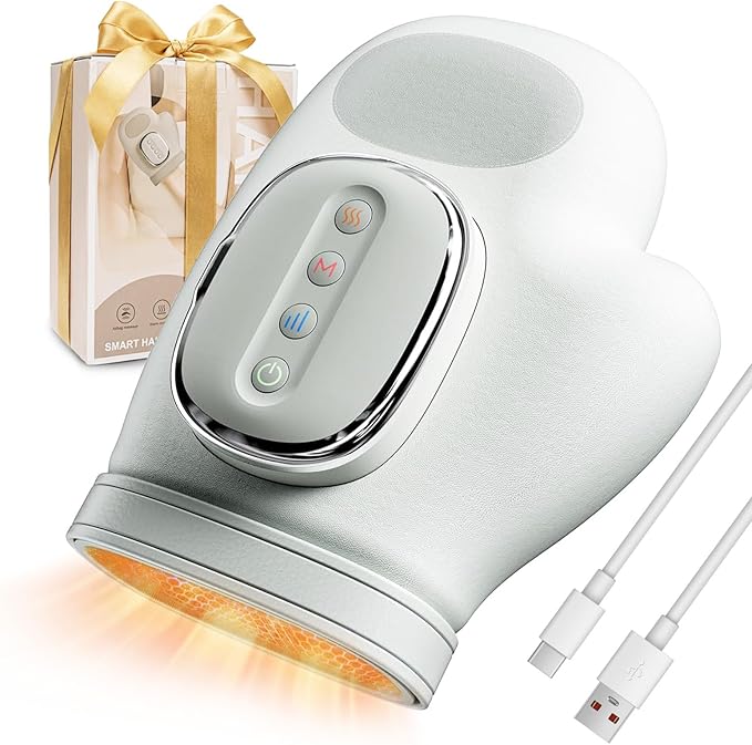 Hand Massager Airbag,Hand Warmer for Arthritis&Air Compression Hand Massager,3 Massages/3 Temperatures/5 Levels/Auto Timer/Rechargea,Carpal Tunnel & Joint Pain Palm Massager