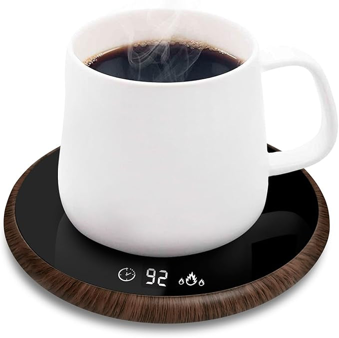 Coffee Mug Warmer, Electric Smart Beverage Mug Warmer Cup Warmer with Touch Tech & LED Backlit Display, Coffee Warmer for Home Office Coffee Mug, with Two Temperature Settings (Deep wood grain)