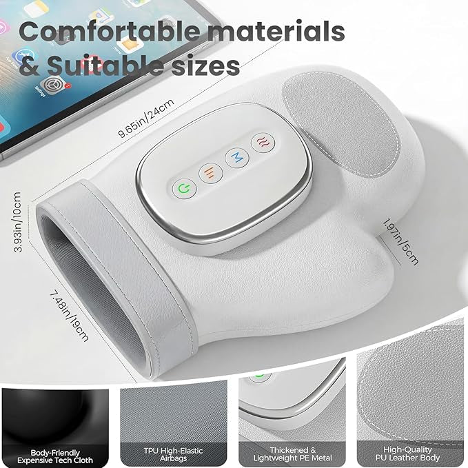 Hand Massager Airbag,Hand Warmer for Arthritis&Air Compression Hand Massager,3 Massages/3 Temperatures/5 Levels/Auto Timer/Rechargea,Carpal Tunnel & Joint Pain Palm Massager