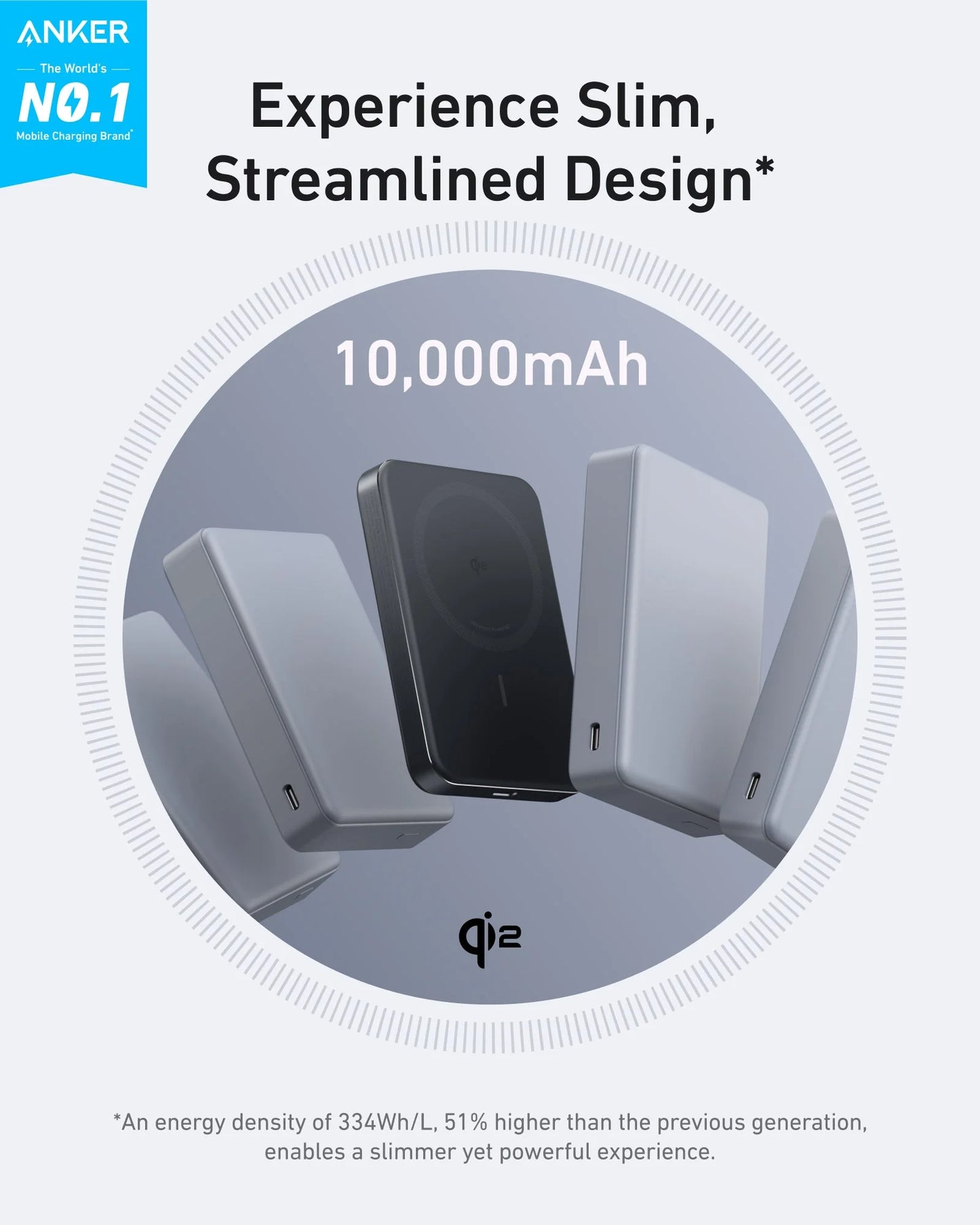 Anker MagGo Power Bank, 10,000mAh Wireless Charger, Ultra-Slim, 15W Fast Charging
