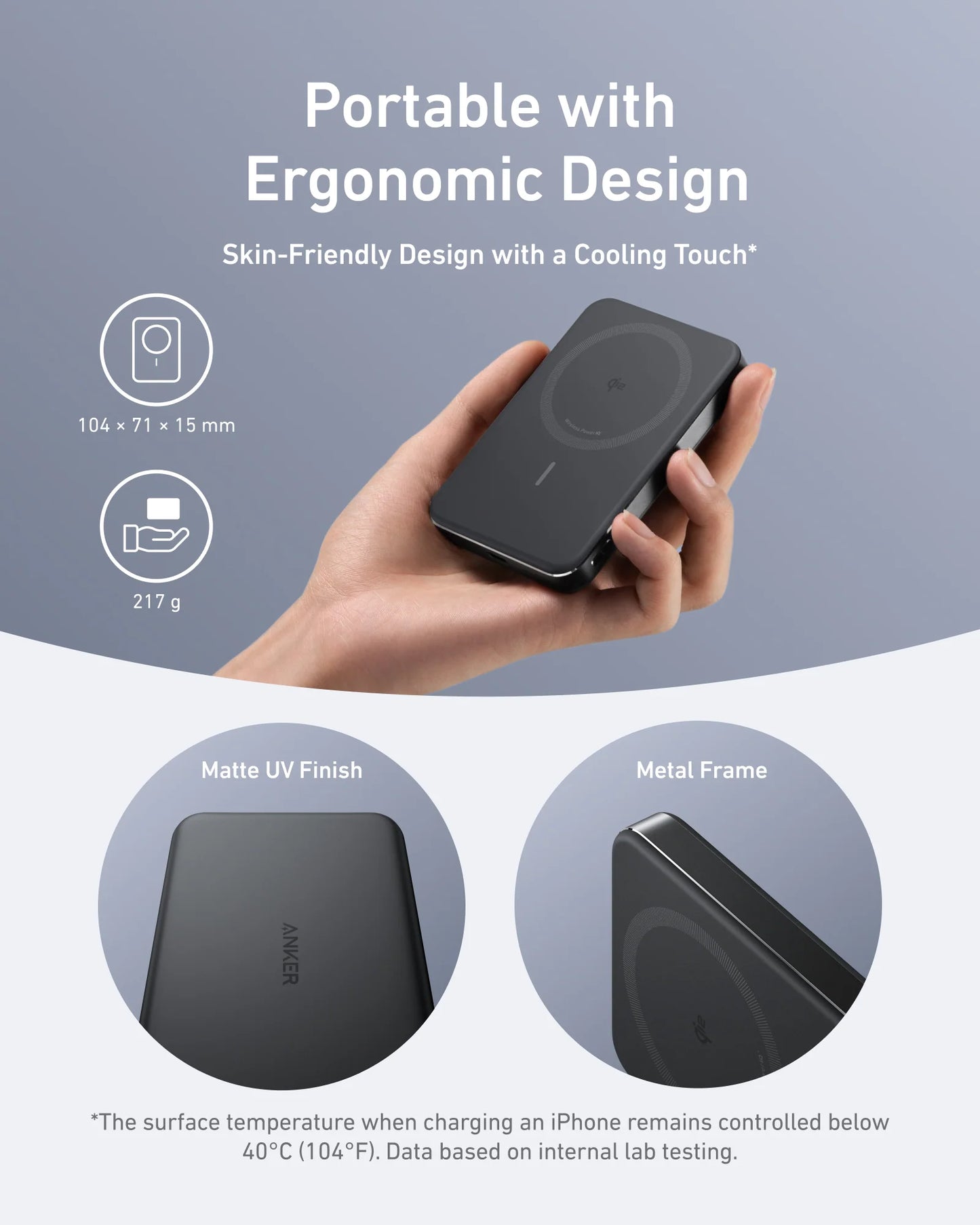 Anker MagGo Power Bank, 10,000mAh Wireless Charger, Ultra-Slim, 15W Fast Charging