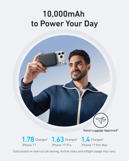 Anker MagGo Power Bank, 10,000mAh Wireless Charger, Ultra-Slim, 15W Fast Charging