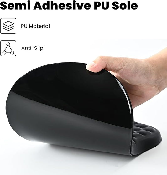 EooCoo Mouse Mat Wrist Support with Massage Design, Gaming Mouse Pad, Ergonomic Wrist Rest Pain Relief Mousepad with Smooth Lycra Surface & Non-Slip PU Base, Home Office PC Desk Accessories, Black