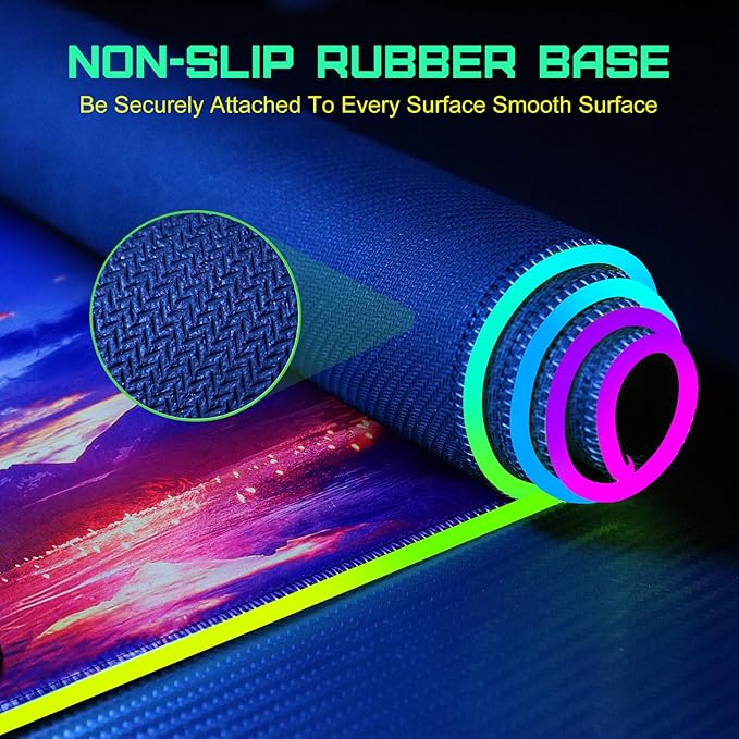 GIM Wireless Charging RGB Gaming Mouse Pad 15W, LED Mouse Mat 800x300x4MM, 10 Light Modes Extra Large Mousepad Non-Slip Rubber Base Computer Keyboard Mat for Gaming (Purple)